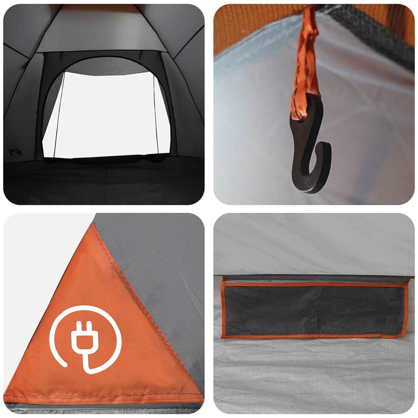 Camping telt 6-personers Grå og orange Polyester og Stål