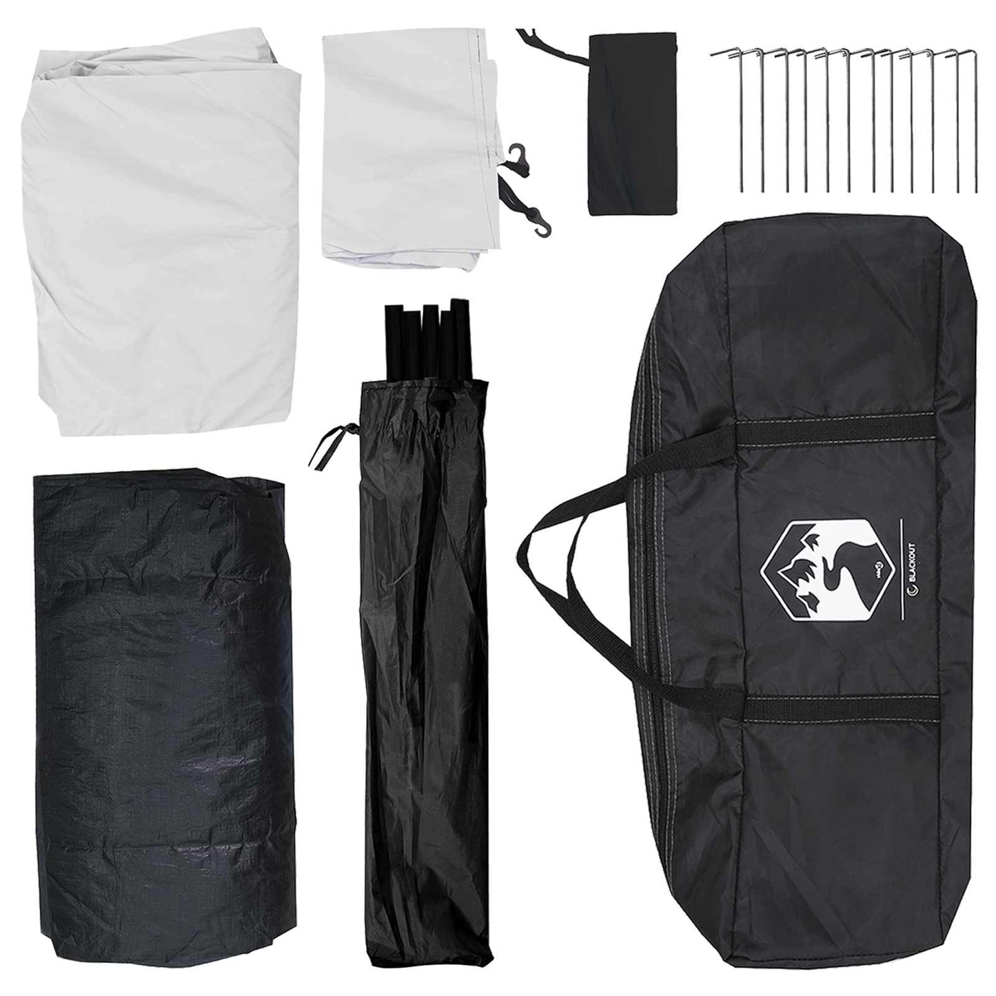 Camping telt 6-personers Hvid Blackout Polyester og Stål