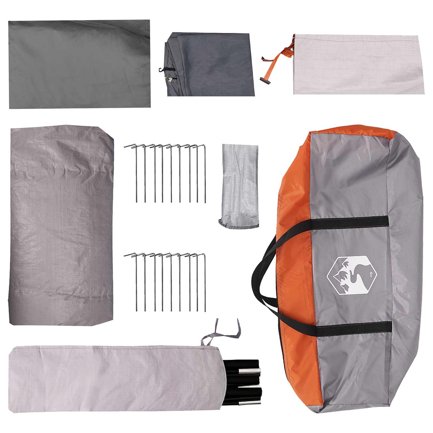 Tunneltelt med tag Grå og orange 10-personers Polyester og Stål