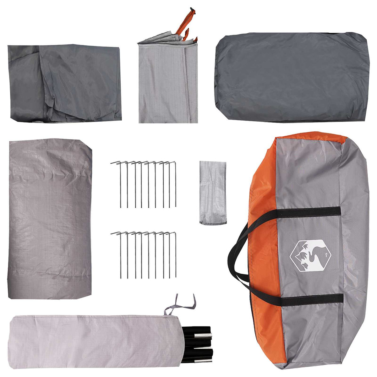Tunneltelt 12-personers Grå og orange Polyester og Stål