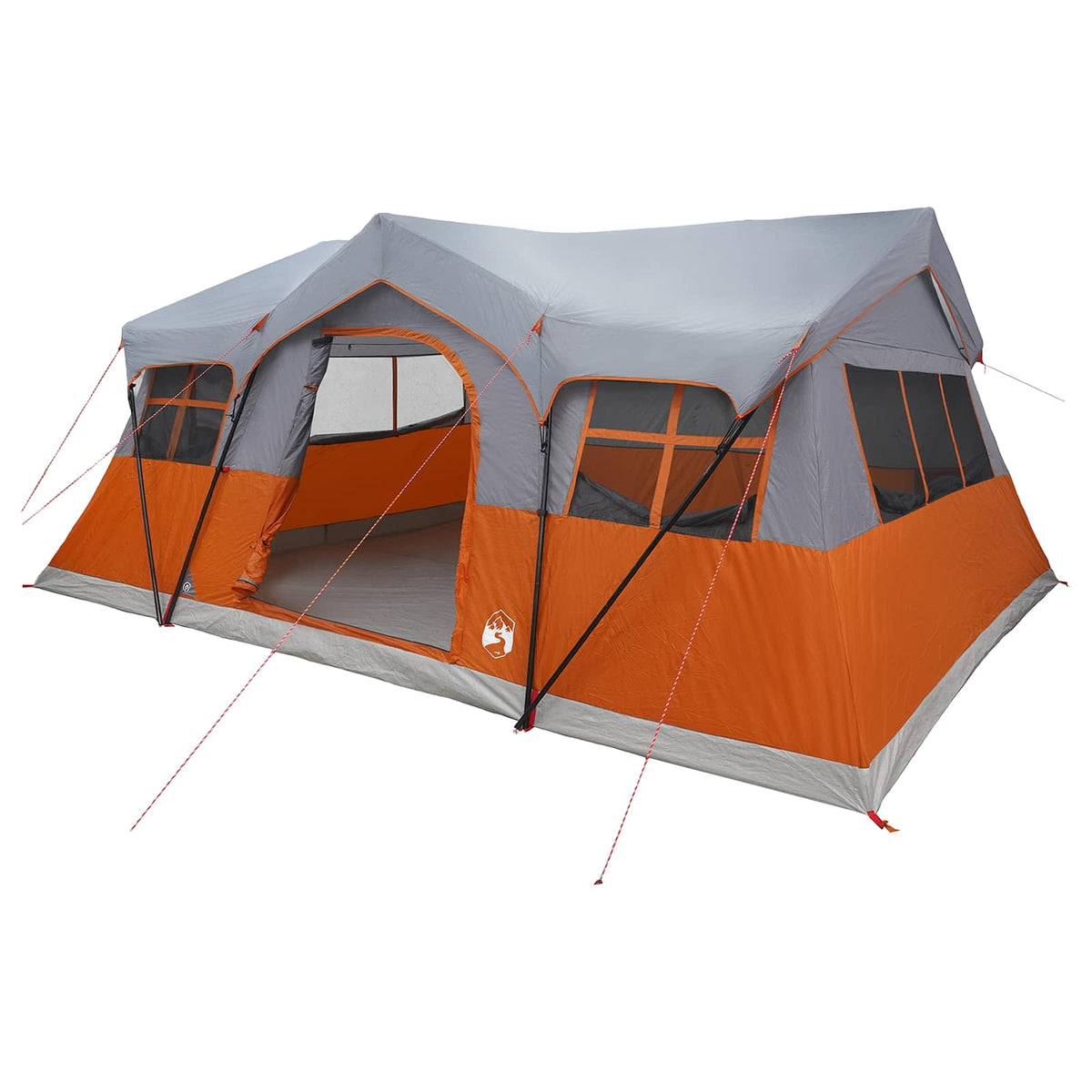 Familietelt 487 x 340 x 216 cm Grå og orange Polyester og Stål