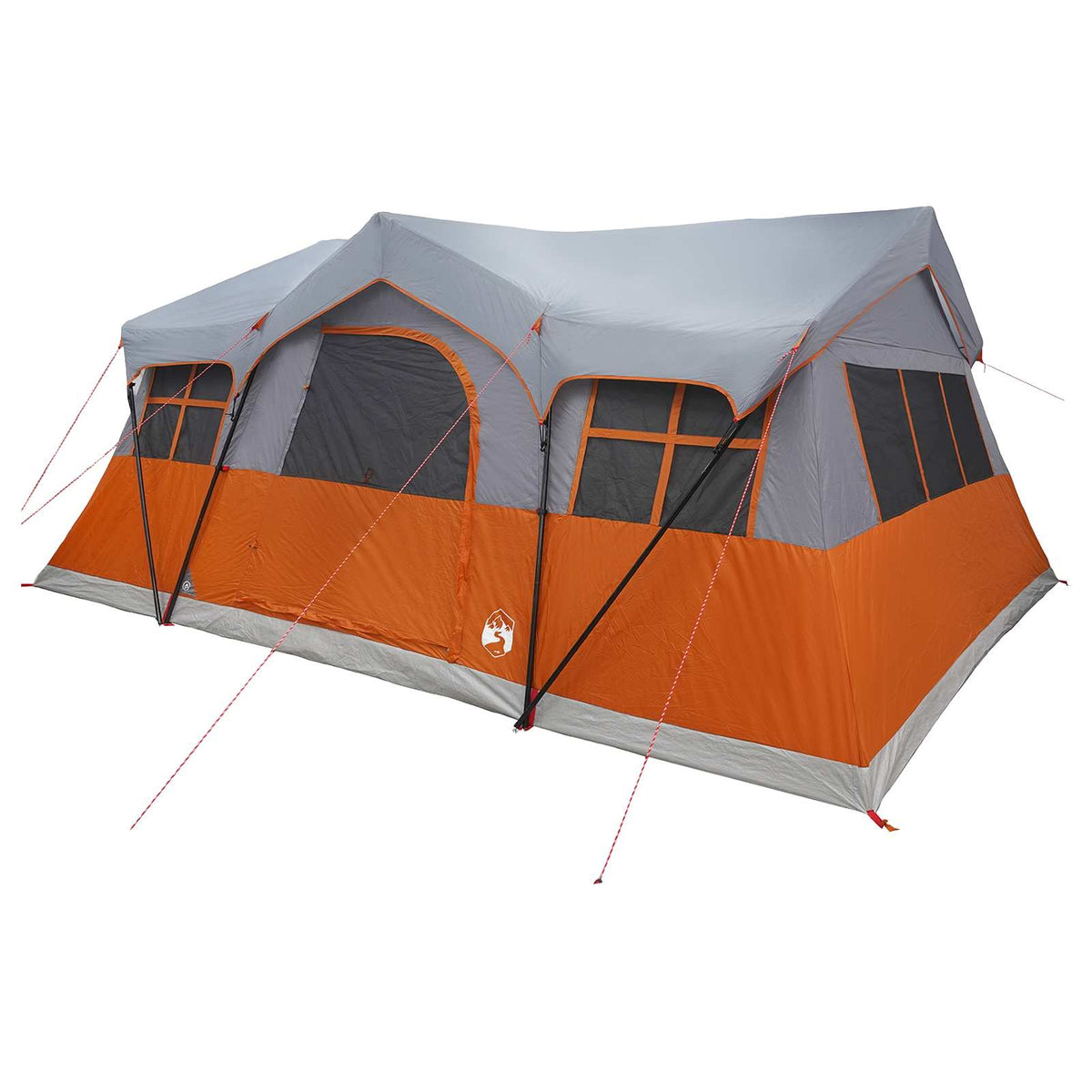 Familietelt 487 x 340 x 216 cm Grå og orange Polyester og Stål