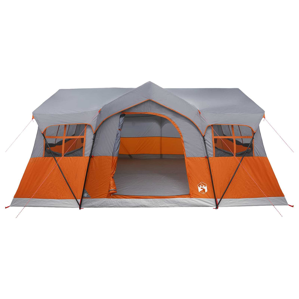 Familietelt 487 x 340 x 216 cm Grå og orange Polyester og Stål