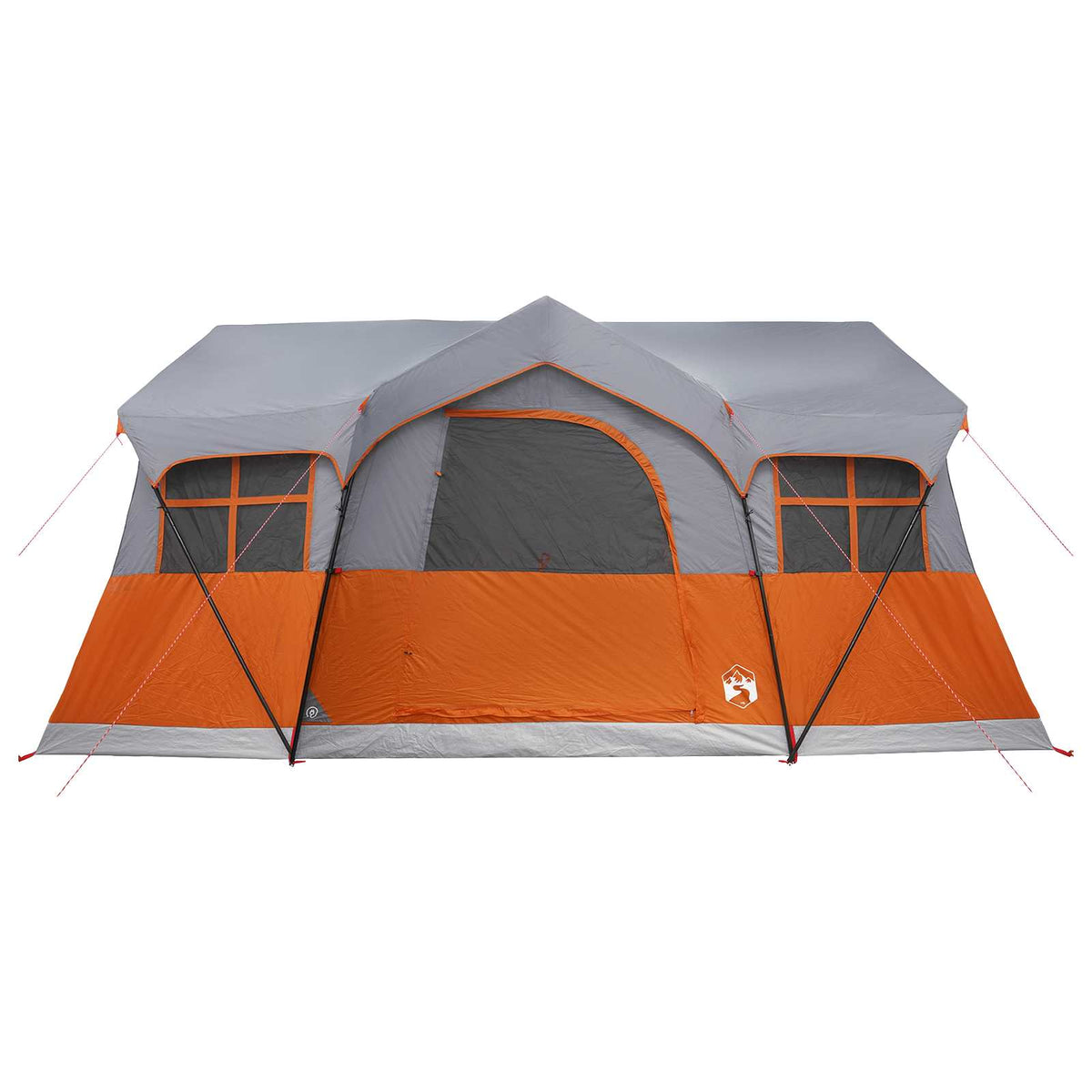 Familietelt 487 x 340 x 216 cm Grå og orange Polyester og Stål