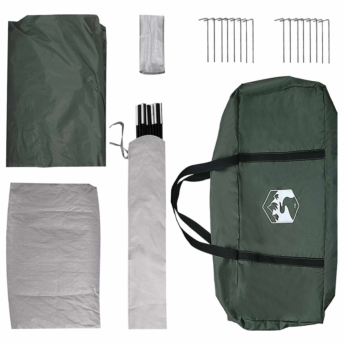 Familietelt 487 x 340 x 216 cm Army Grøn Polyester og Stål