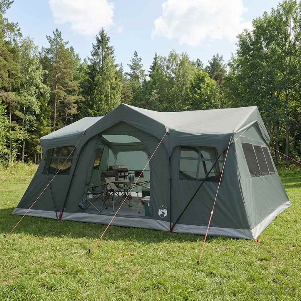 Familietelt 487 x 340 x 216 cm Army Grøn Polyester og Stål
