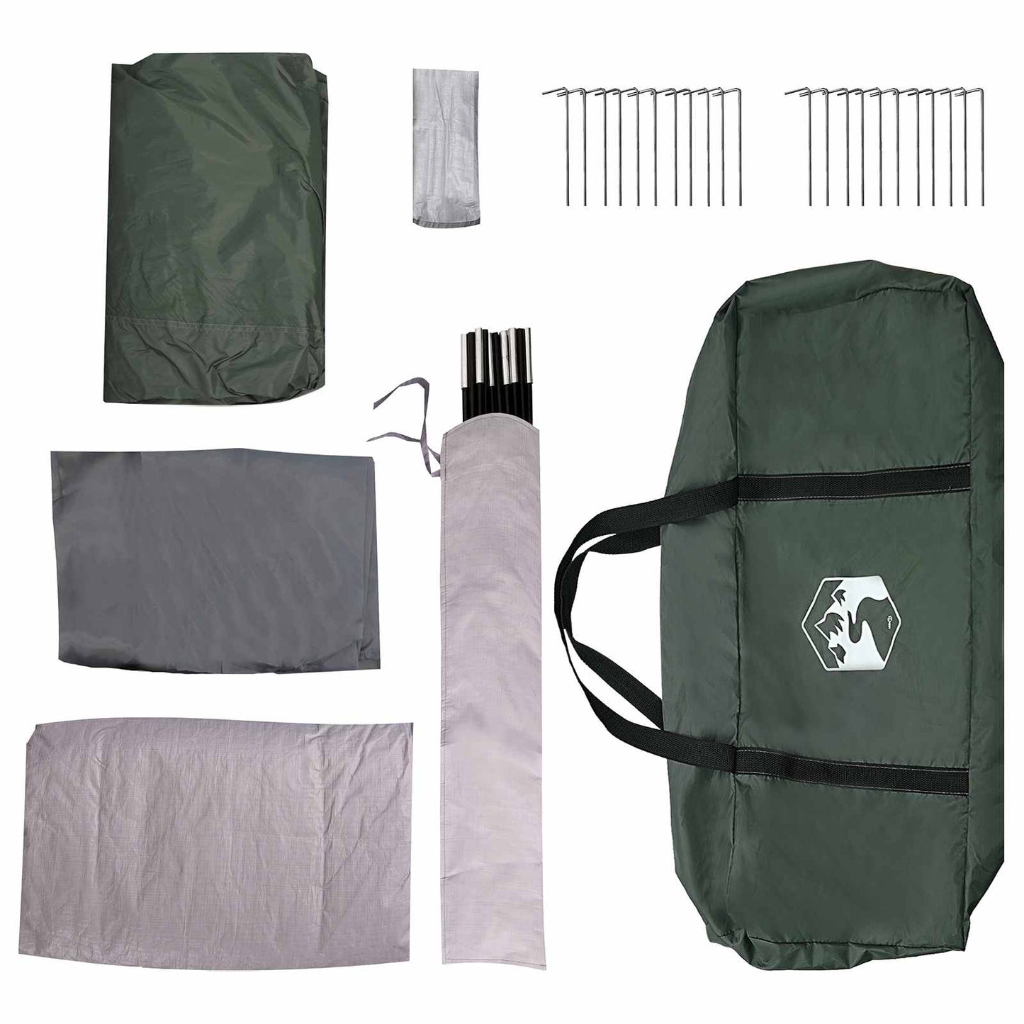 Tunneltelt 370 x 275 x 210 cm Army Grøn Polyester og Stål