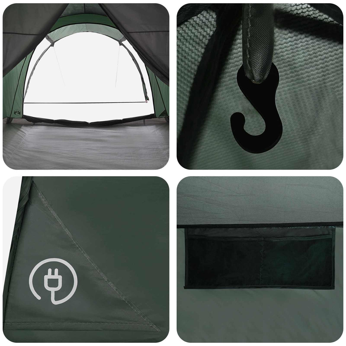 Tunneltelt 370 x 275 x 210 cm Army Grøn Polyester og Stål
