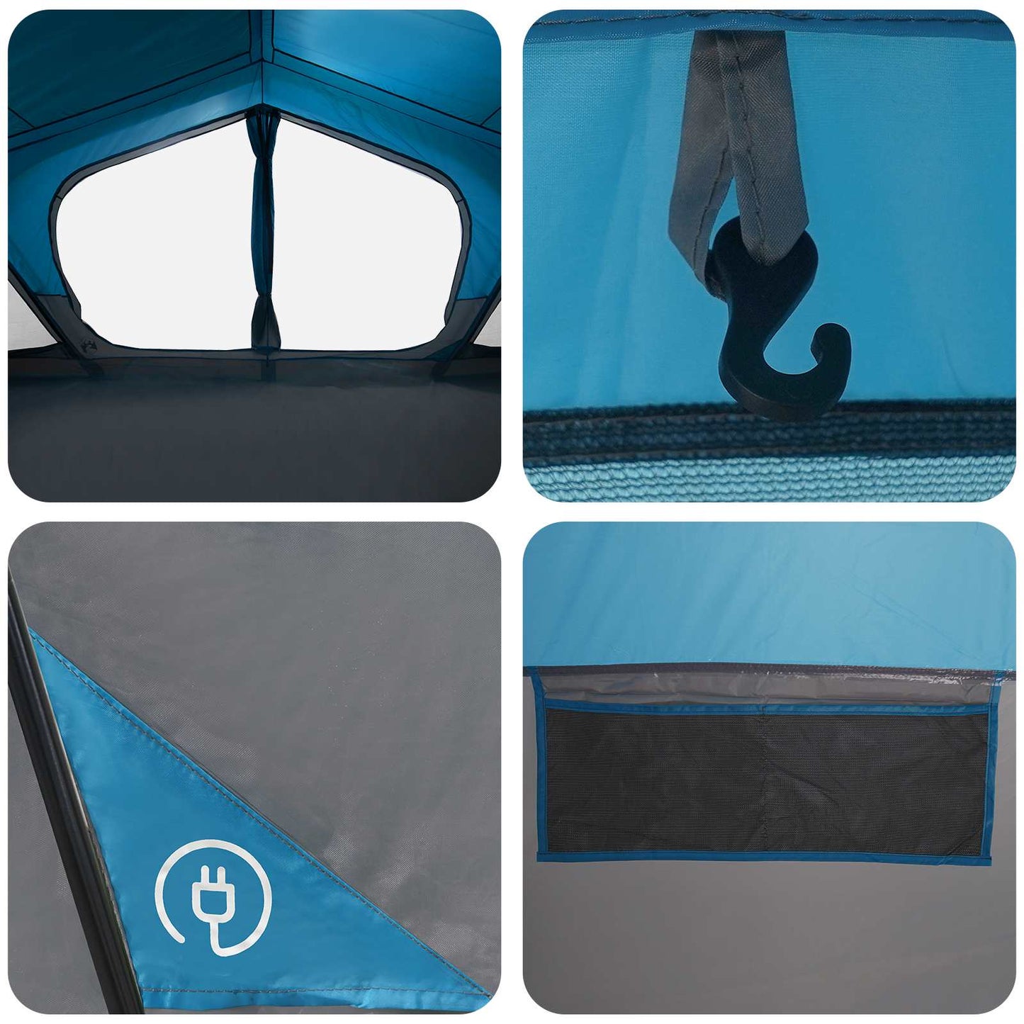 Hyttetelt med tag Blå 480 x 273 x 205 cm Polyester og Stål