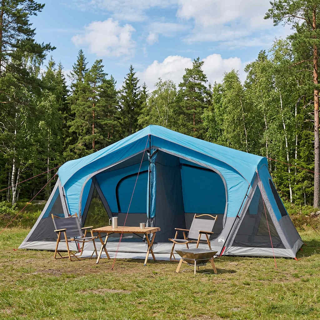 Hyttetelt med tag Blå 480 x 273 x 205 cm Polyester og Stål