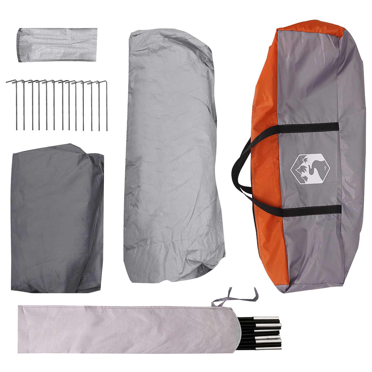 Familietelt Grå og orange 6-personers Polyester og Stål