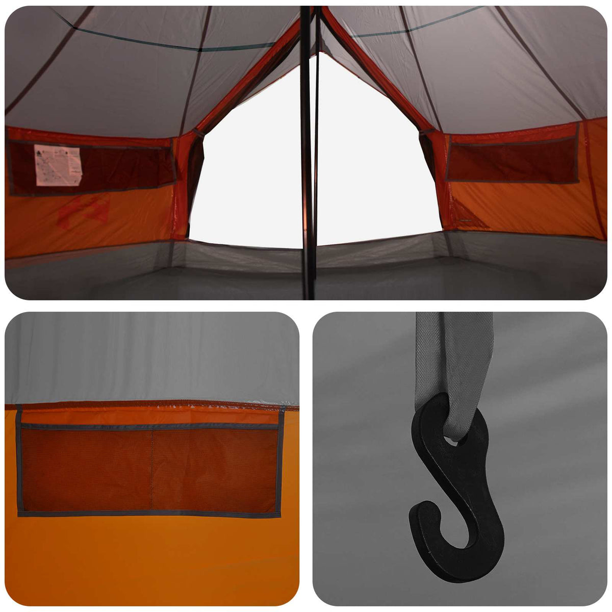 Tipi telt 20-personers Grå og orange Polyester og Stål