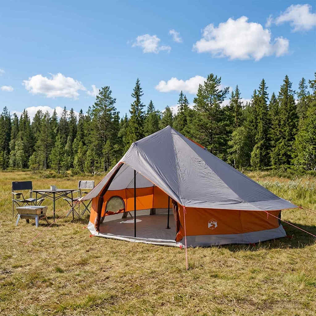 Tipi telt 20-personers Grå og orange Polyester og Stål