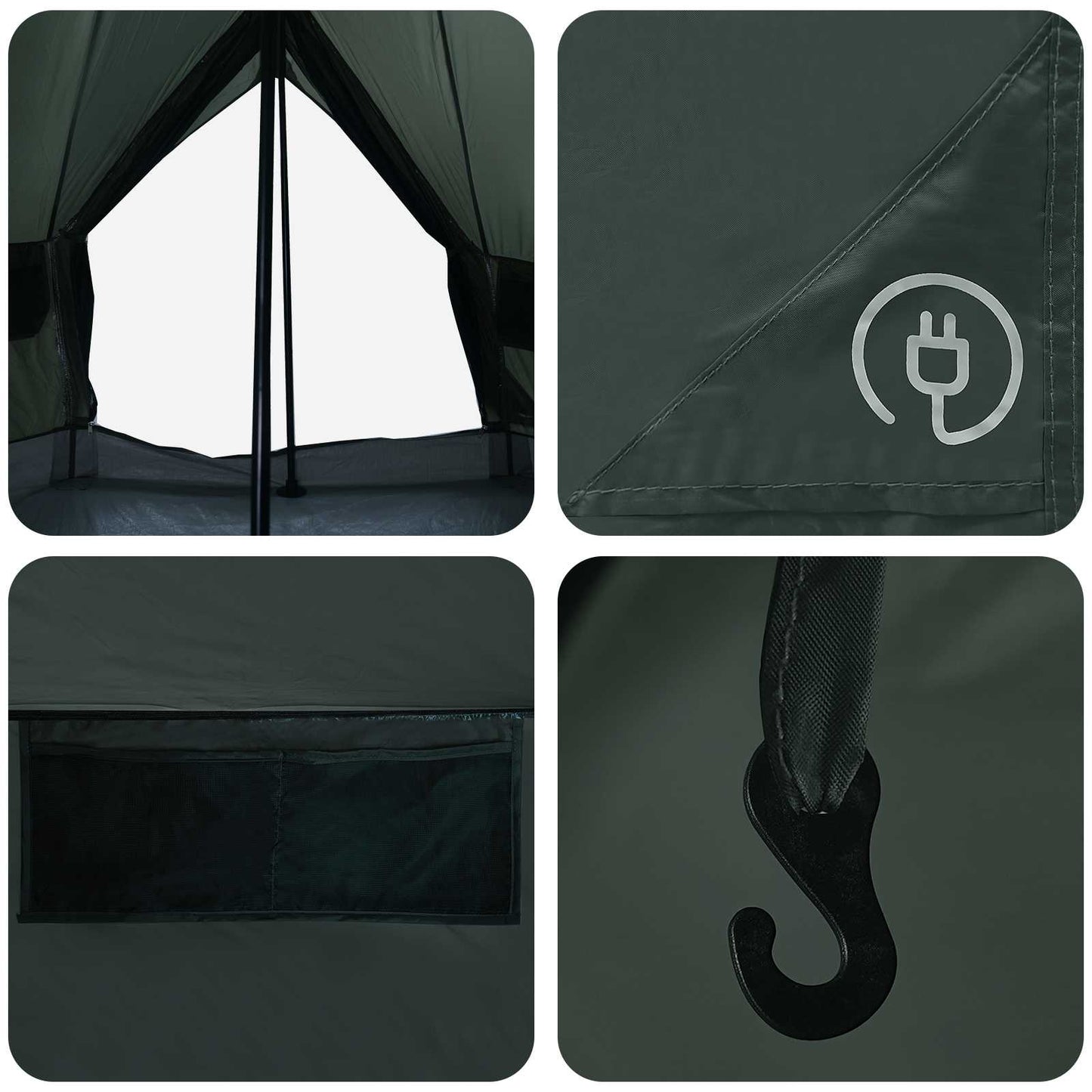 Tipi telt 4-personers Army Grøn Polyester og Stål