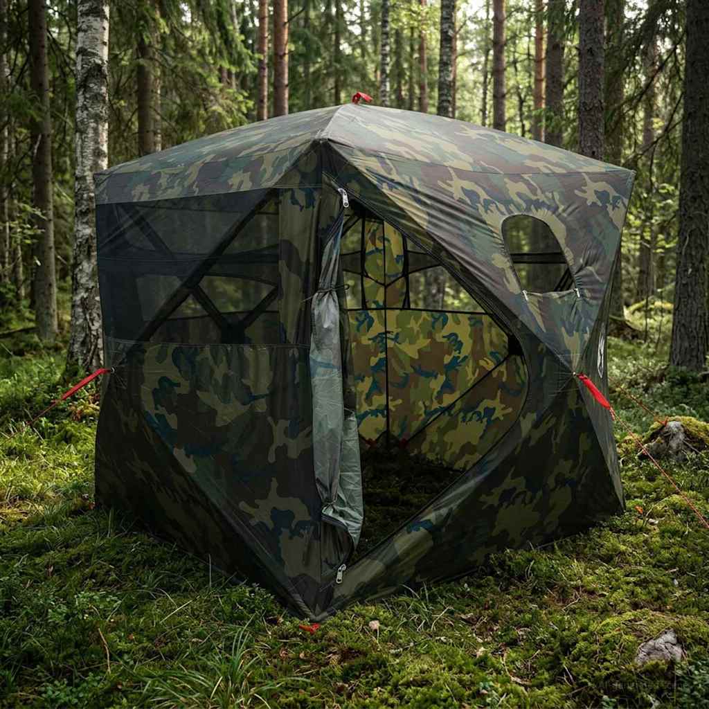 Jagttelt Camouflage 2-personers Polyester og Stål