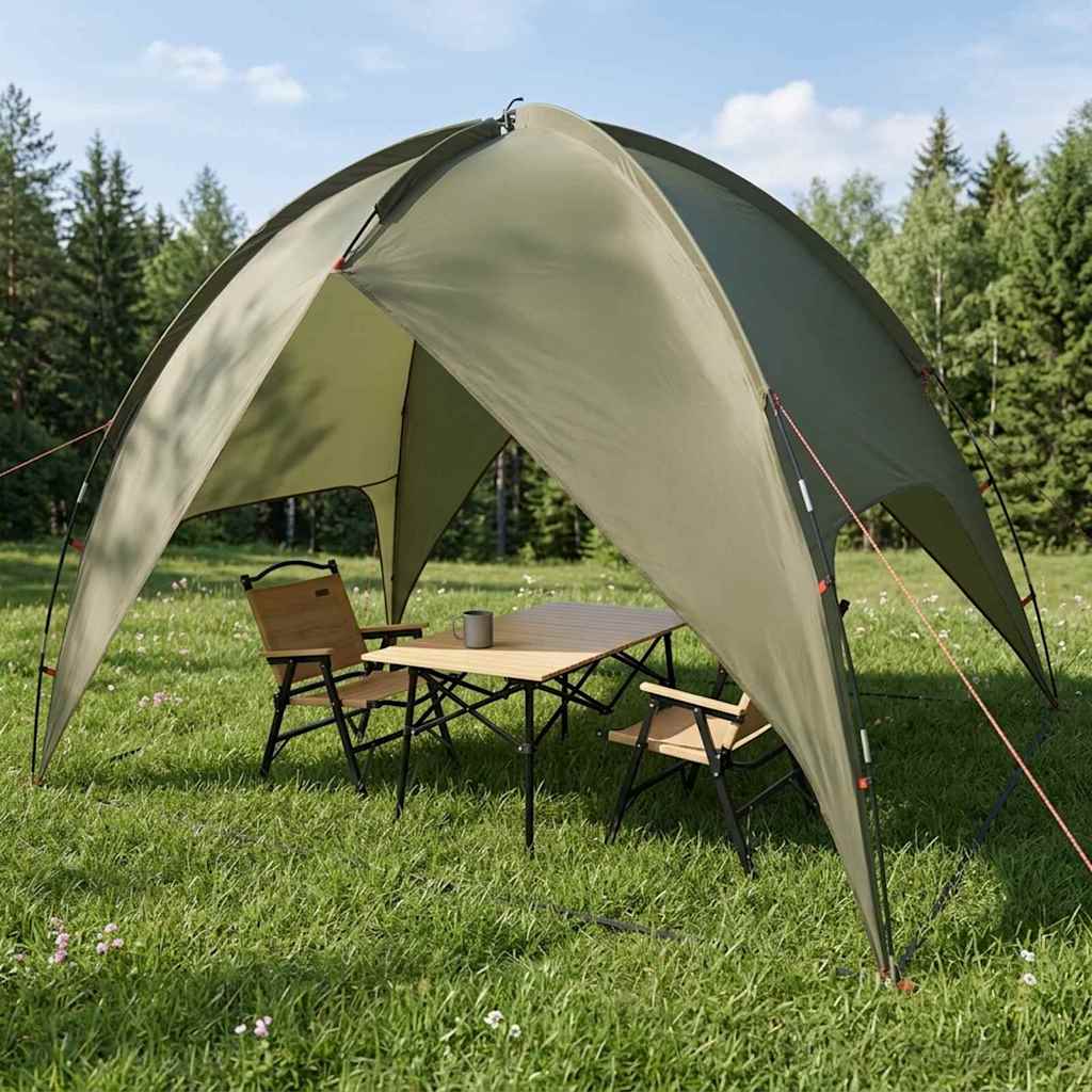 Camping telt med regnslag vandafvisende 4-personers Olivengrøn