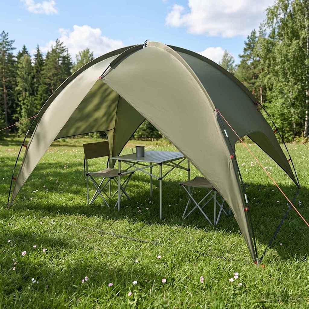 Camping telt med regnslag vandafvisende 4-personers Olivengrøn