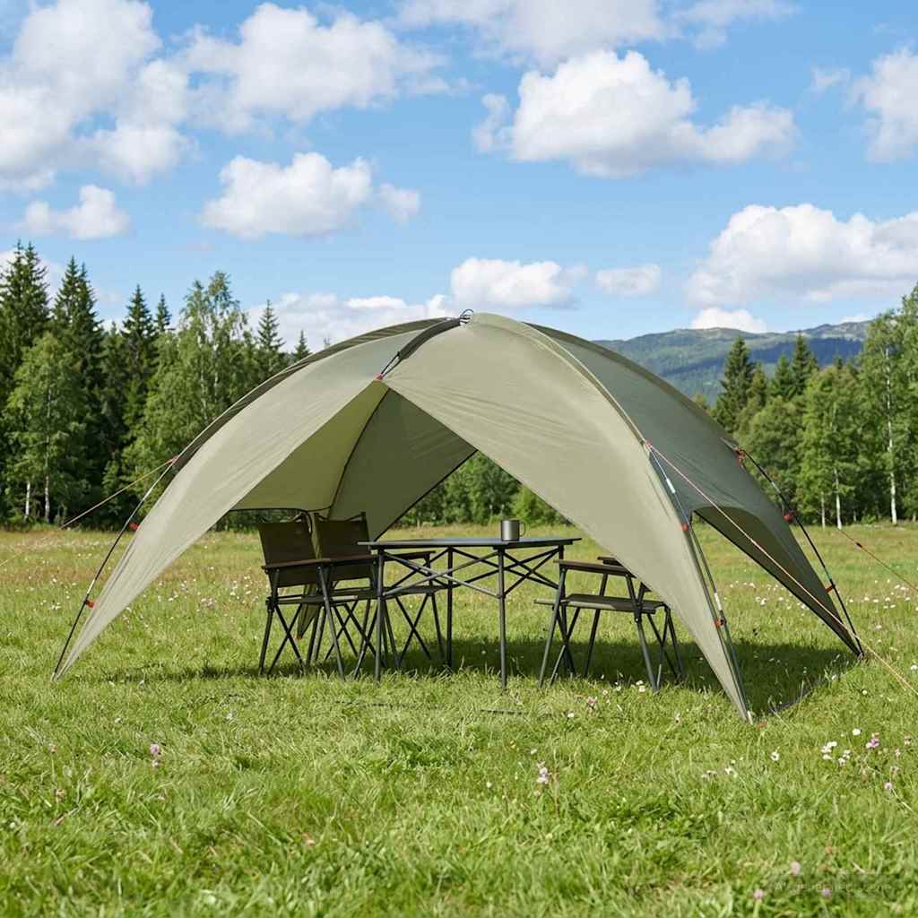 Camping telt med regnslag vandafvisende 4-personers Olivengrøn