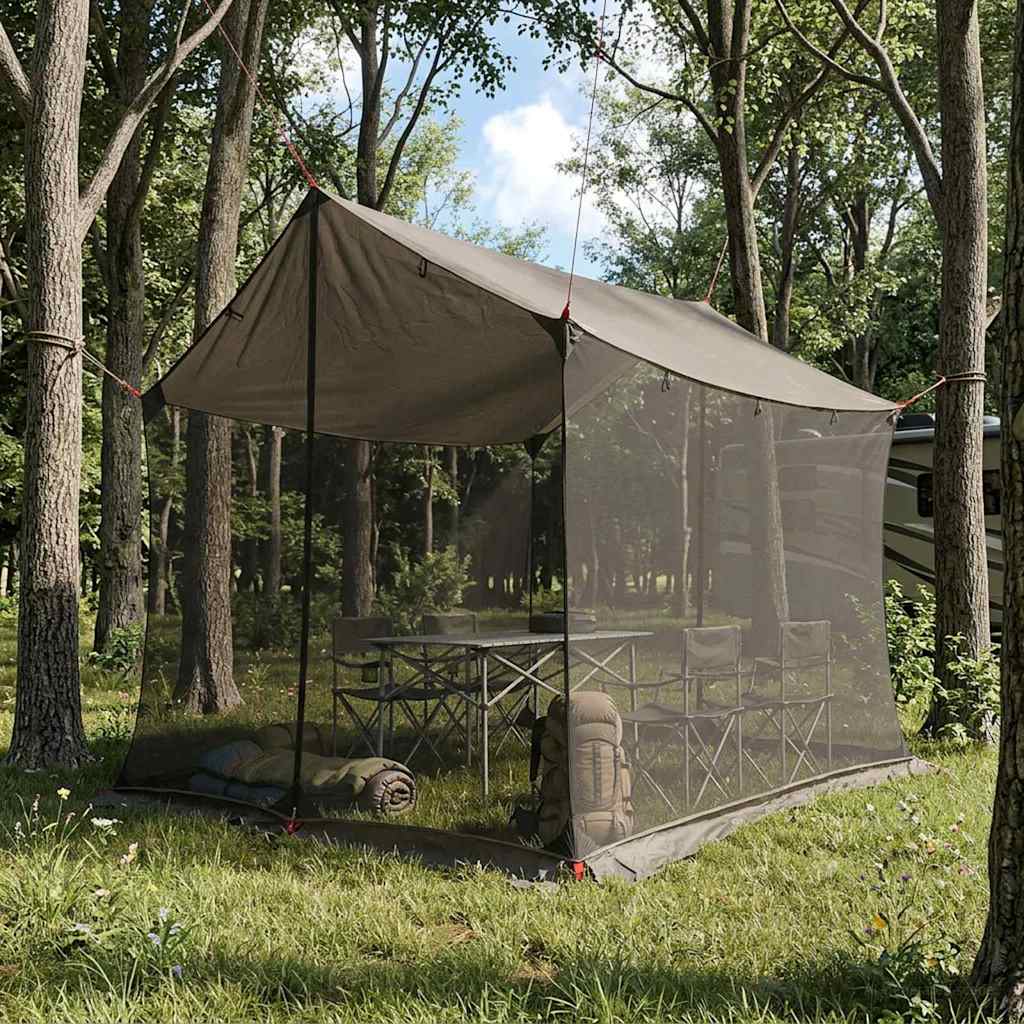 Camping tarp med mesh vægge 270 x 210 x 210 cm Brun Grå
