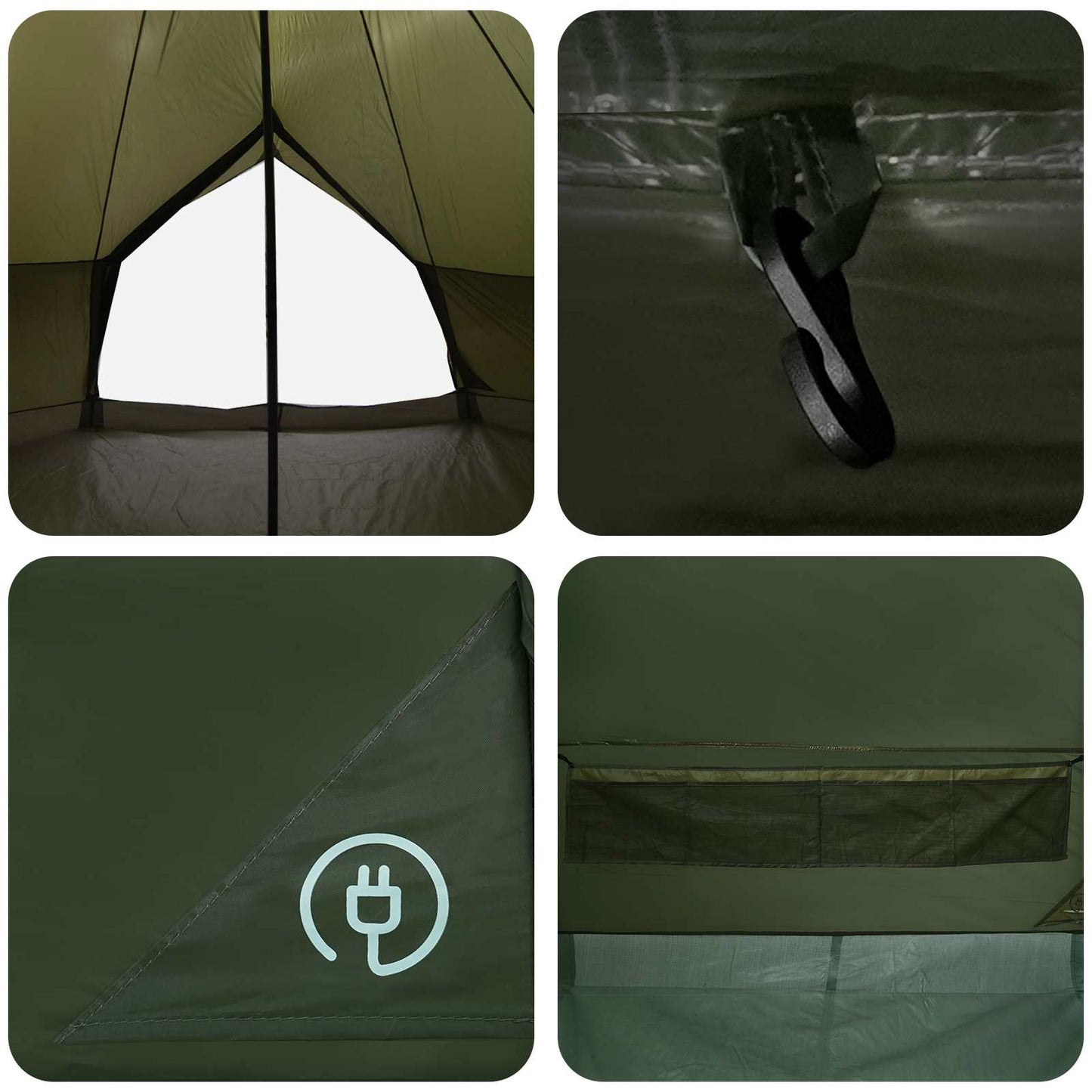 Tipi telt 12-personers Army Grøn Polyester og Stål