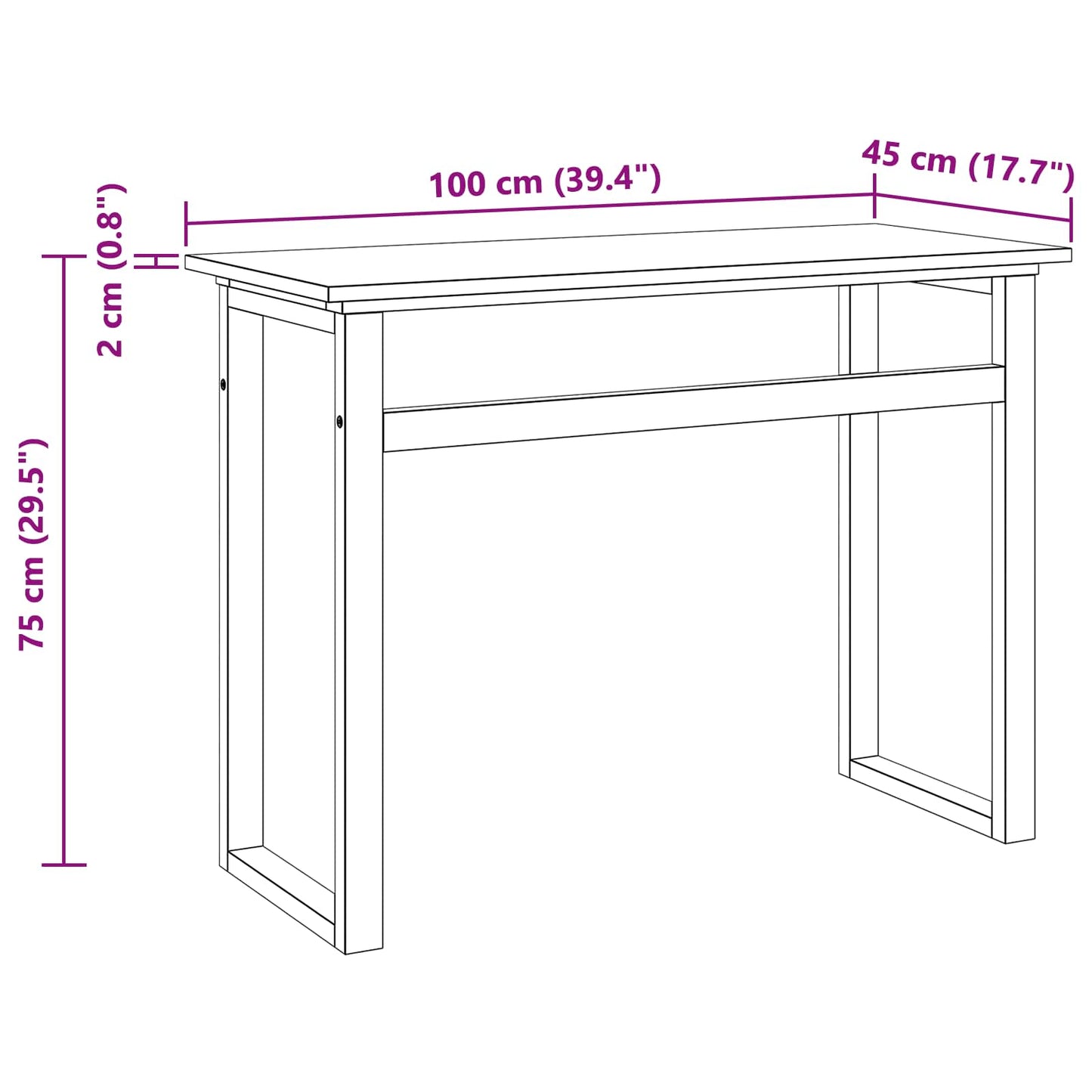 Bord Naturfarvet Massiv Teaktræ 100 x 45 x 75cm