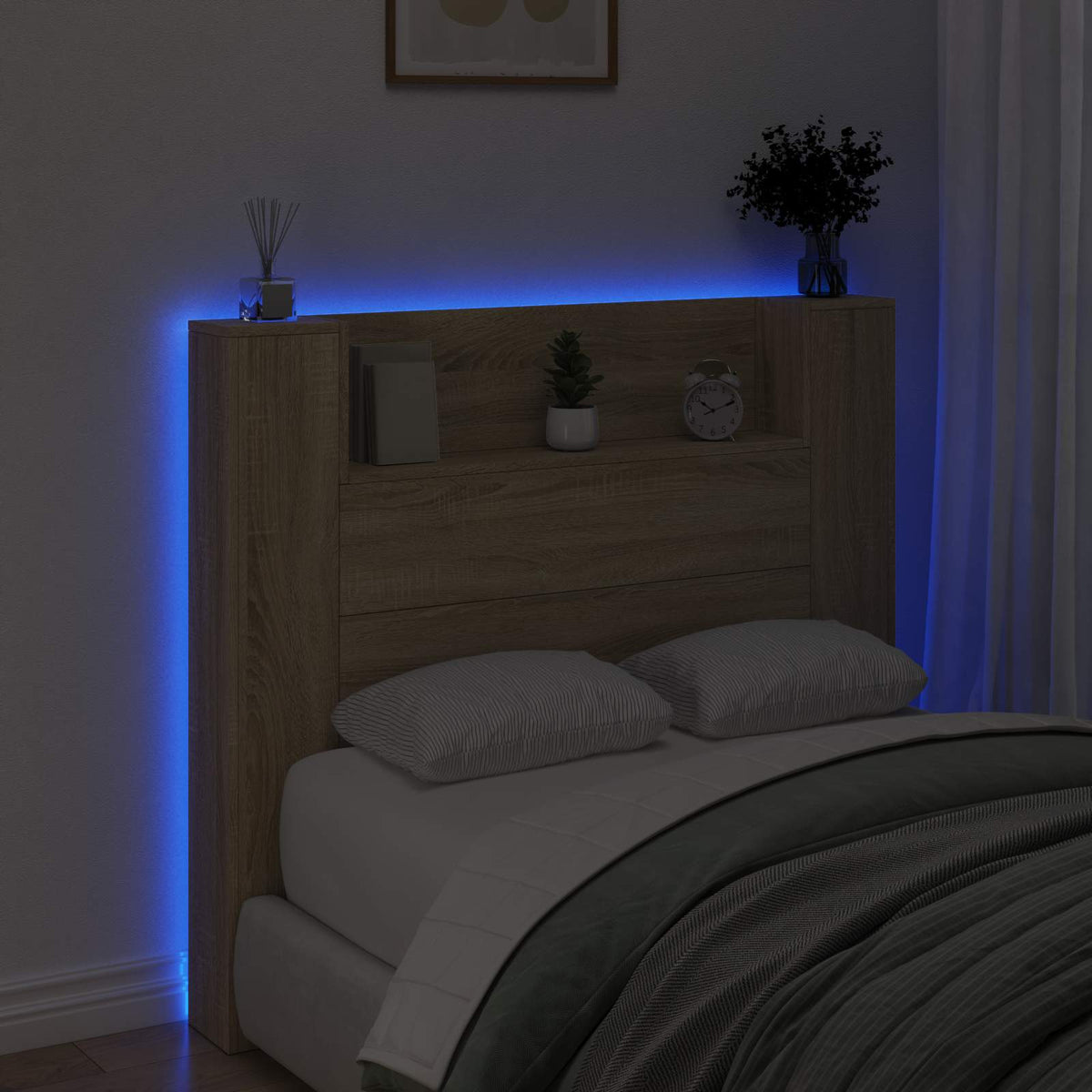 Hovedgærde kabinet med LED Sonoma Konstrueret træ