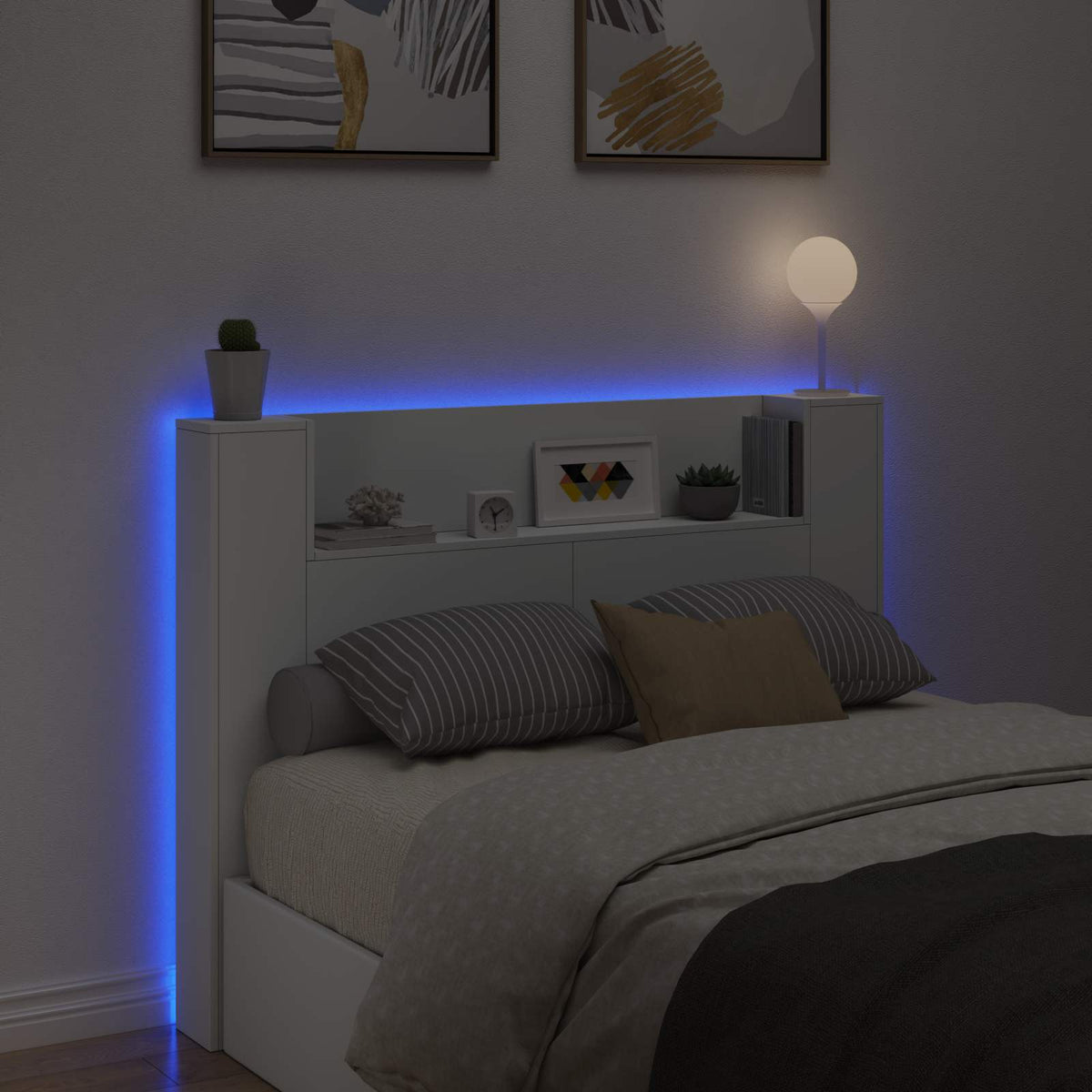 Hovedgærde kabinet med LED Hvid Konstrueret træ