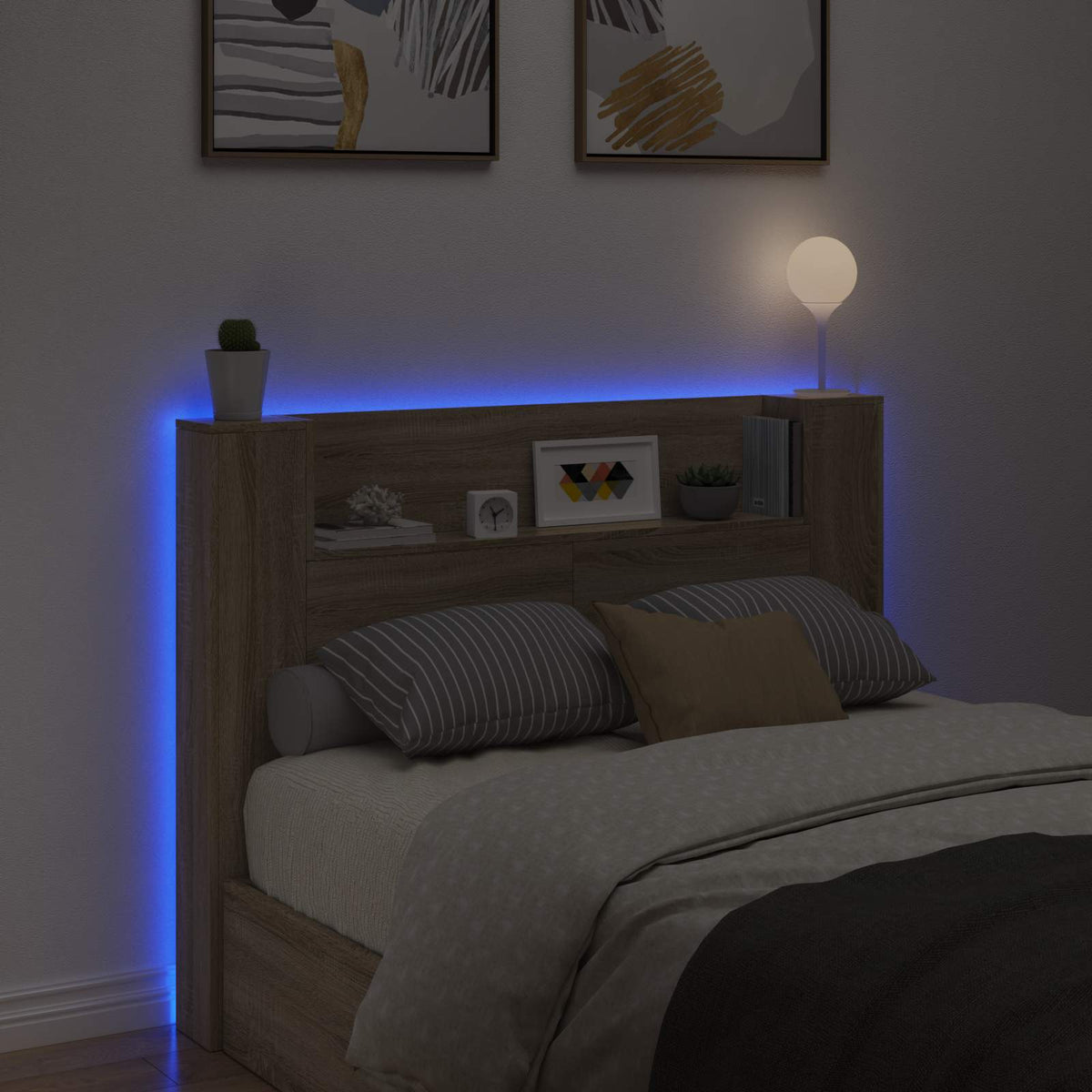 Hovedgærde kabinet med LED Sonoma Konstrueret træ