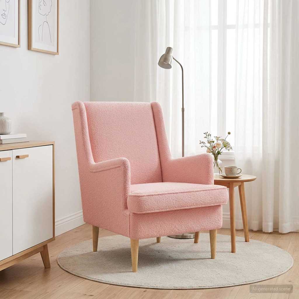 Lænestol Lyserød Bouclé