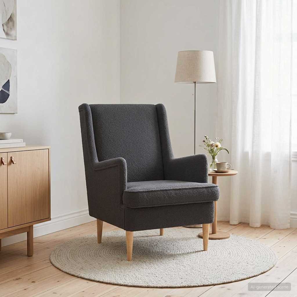 Lænestol Mørkegrå Bouclé