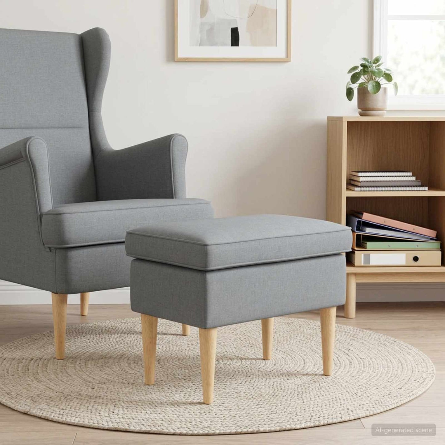 Fodskammel Lysegrå 55 x 35 x 41 cm Polyester