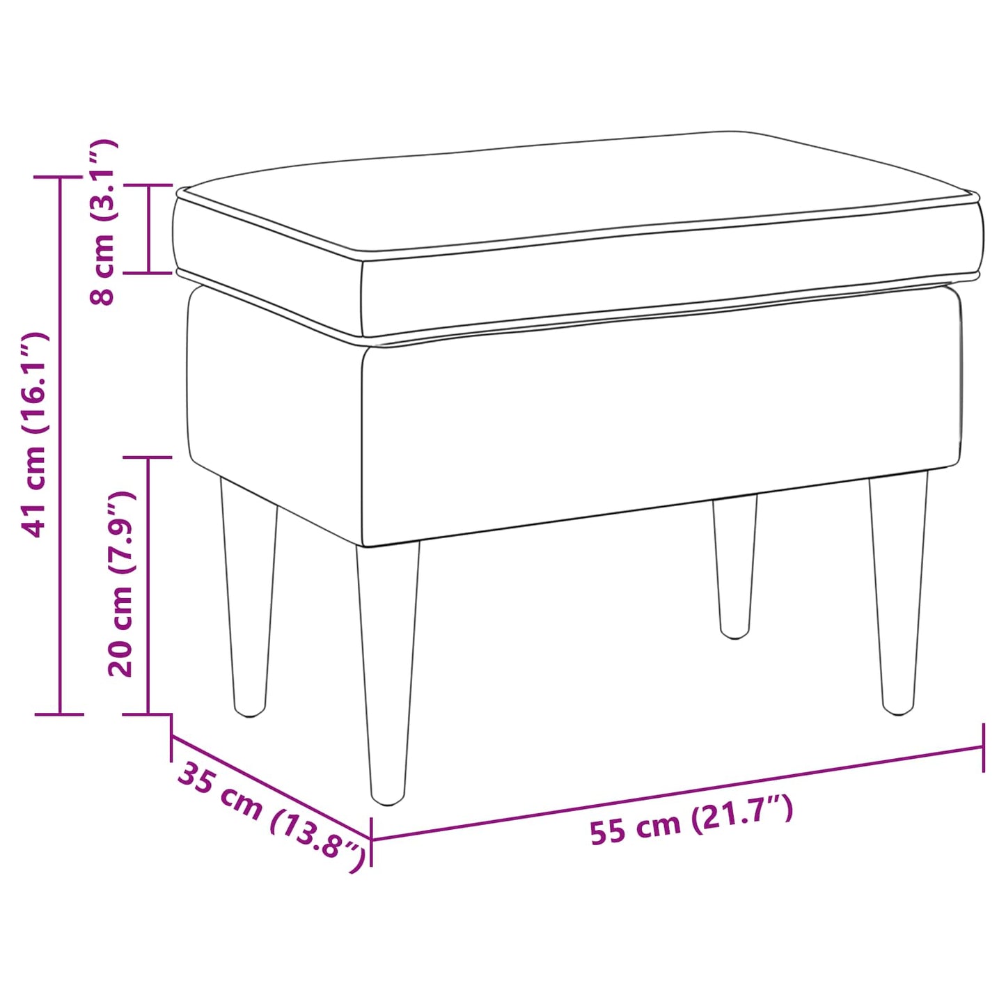 Fodskammel Cremefarvet 55 x 35 x 41 cm Bouclé