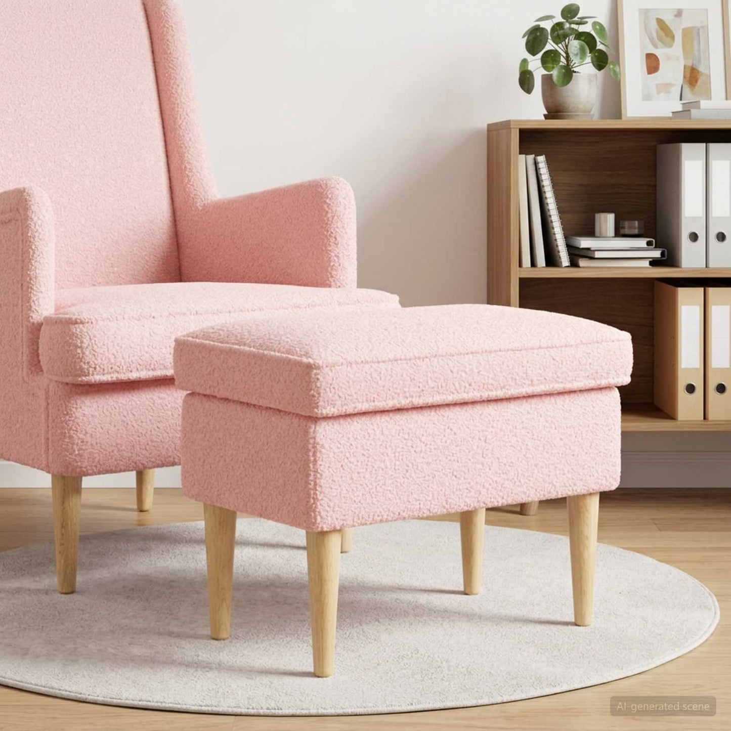 Fodskammel Lyserød 55 x 35 x 41 cm Bouclé
