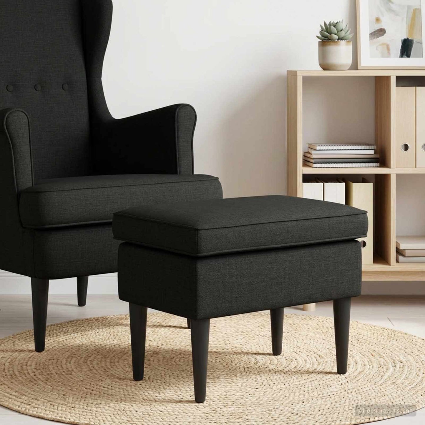 Fodskammel Sort 55 x 35 x 41 cm Stof