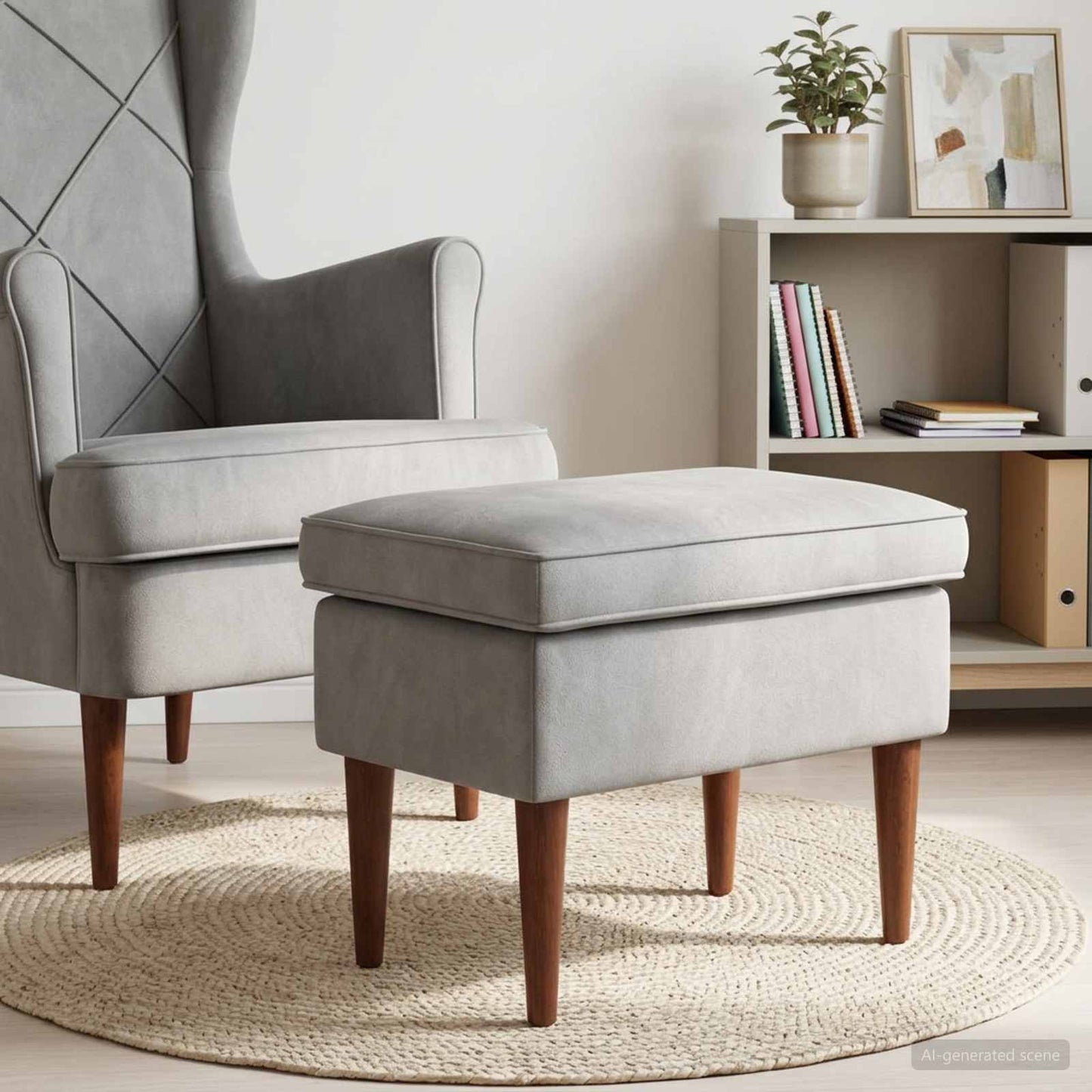 Fodskammel Lysegrå 55 x 35 x 41 cm Fløjl