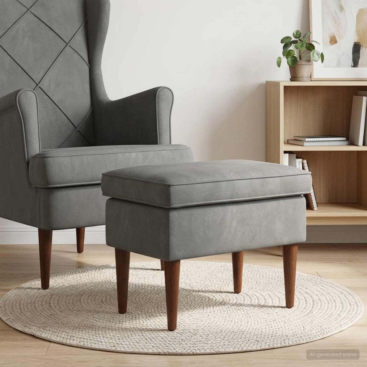 Fodskammel Mørkegrå 55 x 35 x 41 cm Fløjl