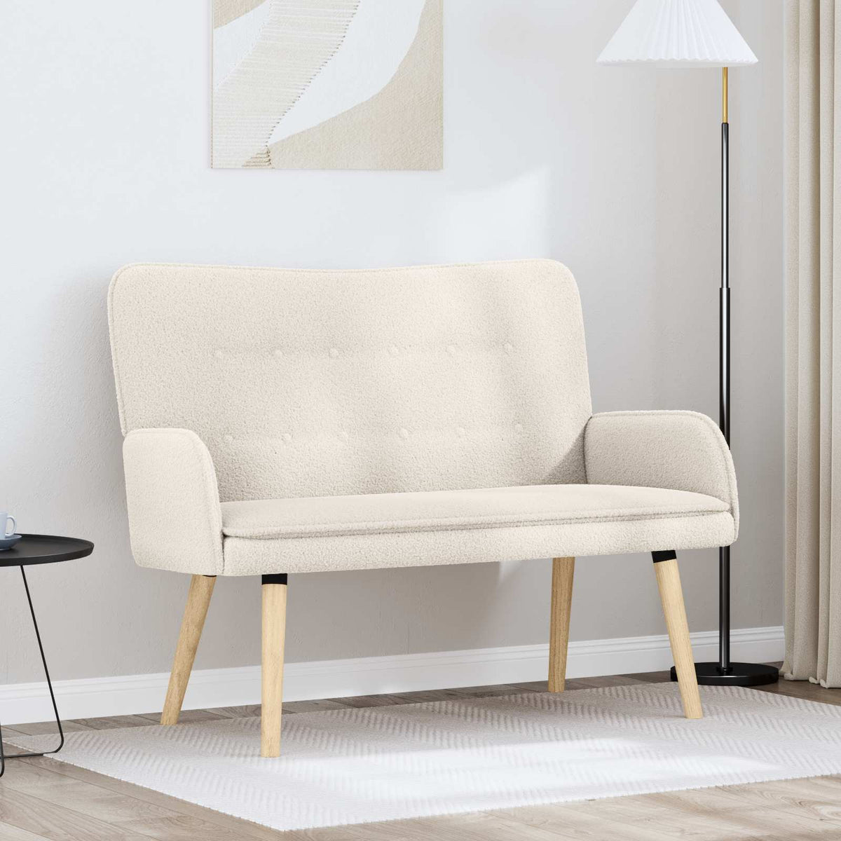 vidaXL 2-personers sofa Cremefarvet 115 x 61 x 87 cm Bouclé