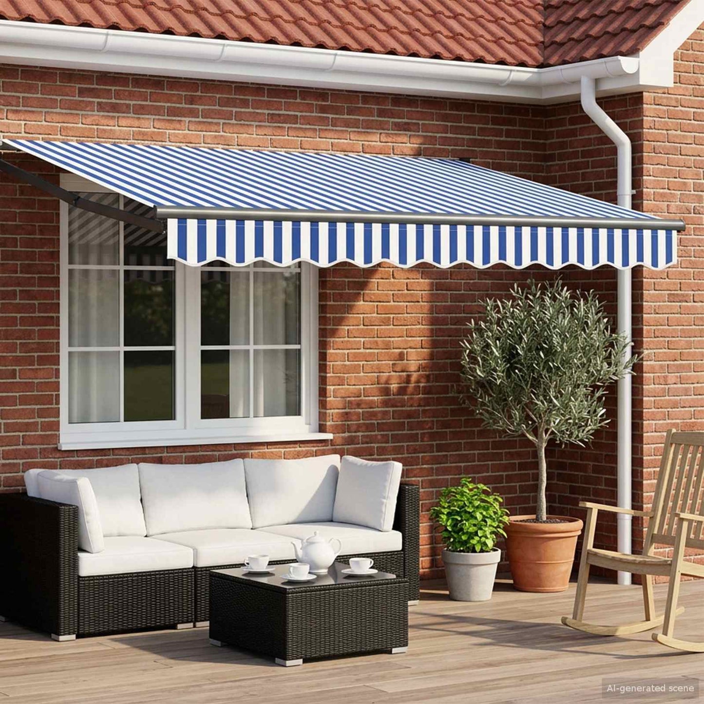 Manuel udtrækkelig markise med LED 3,5 x 2 m