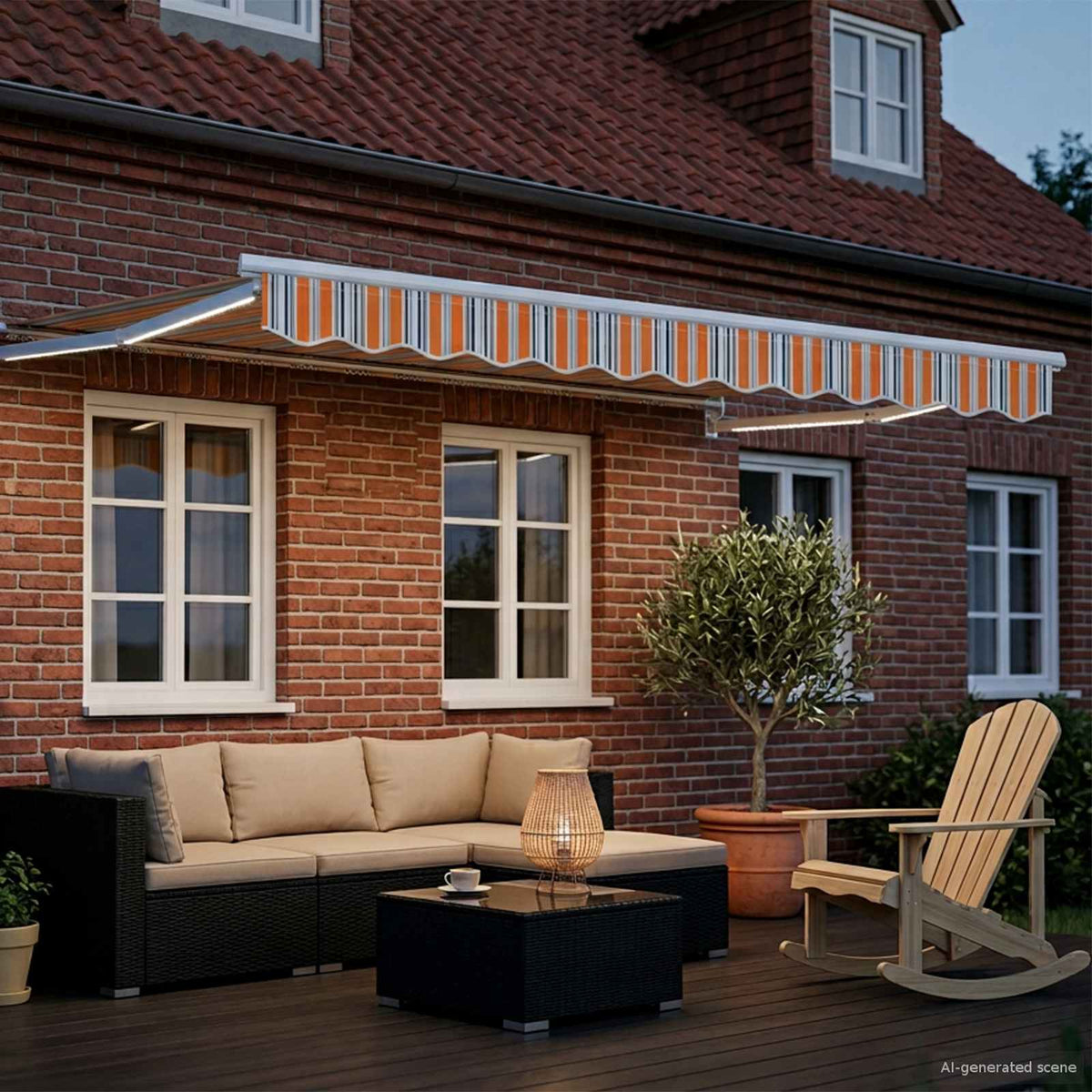 Elektrisk Utrækkelig Markise Blå og Orange 3 x 2,5 m