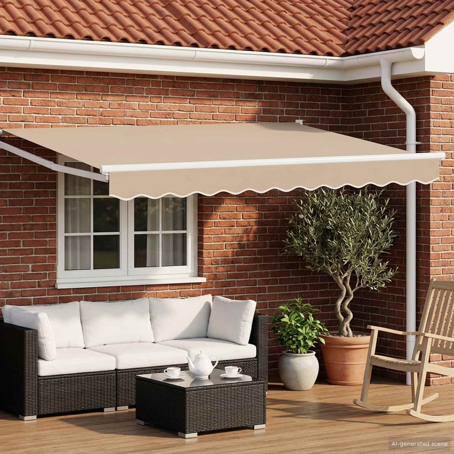 Elektrisk Utrækkelig Markise Beige 3,5 x 2,5 m