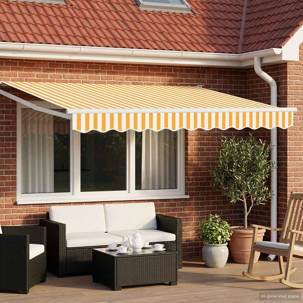 Elektrisk Utrækkelig Markise Gul og Hvid 3 x 2,5 m