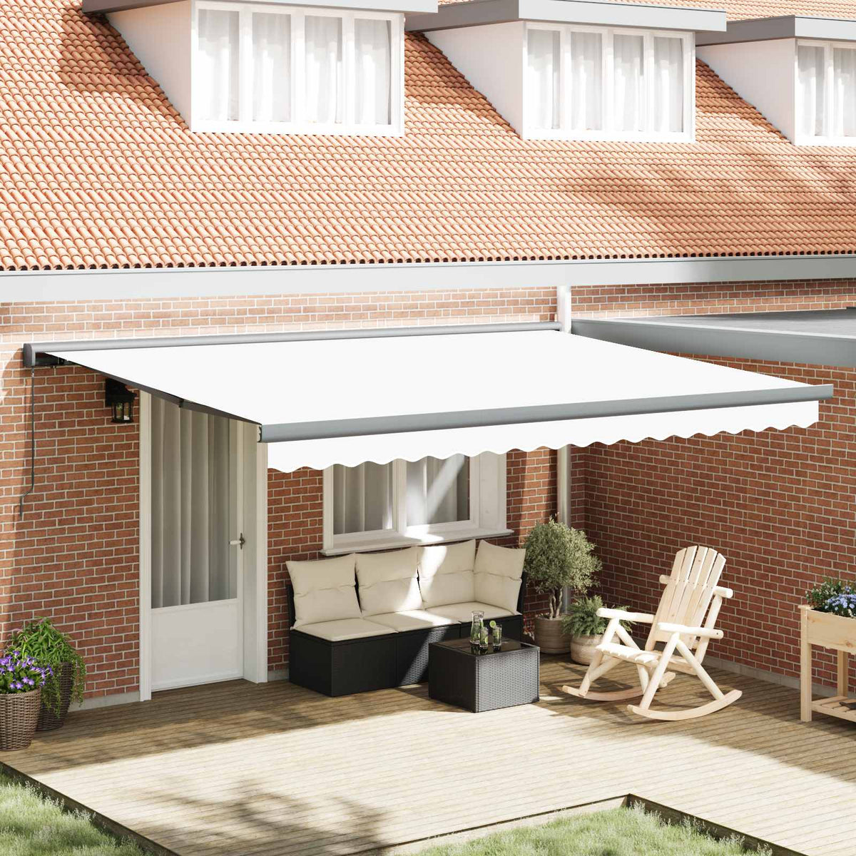 Udtrækkelig markise Hvid 4 × 3 m Canvas og Aluminium