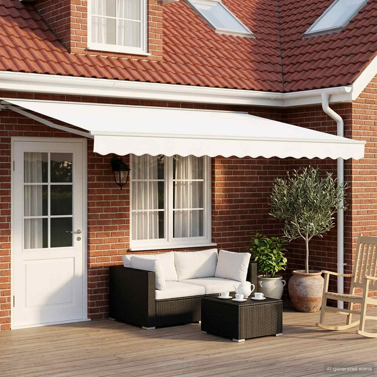 Manuel Utrækkelig Markise Hvid 4 × 3,5 m