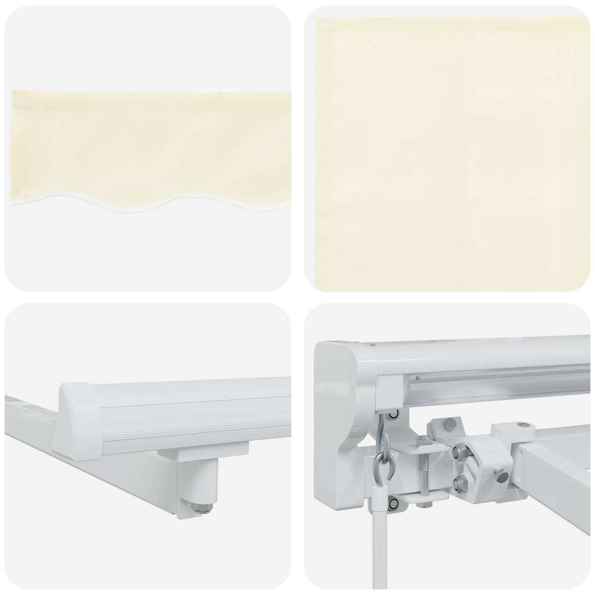 Manuel markise-ramme med LED-lys Creme og hvid 2,5 x 2 m