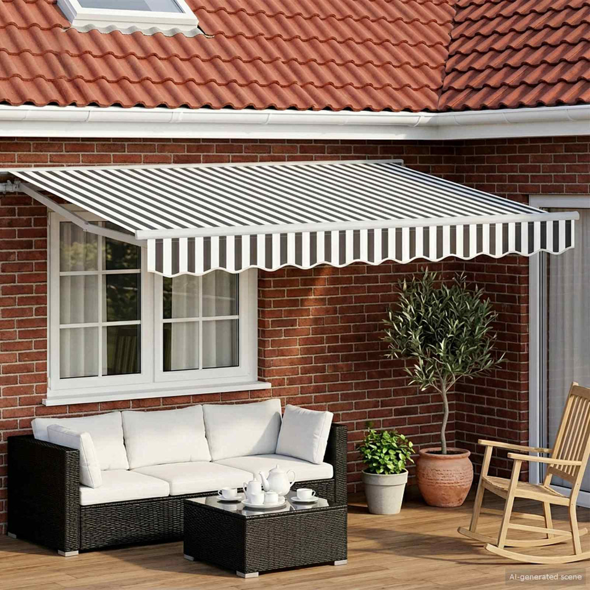 Manuel markise-ramme med LED-lys Anthracit og hvid 2,5 x 2 m