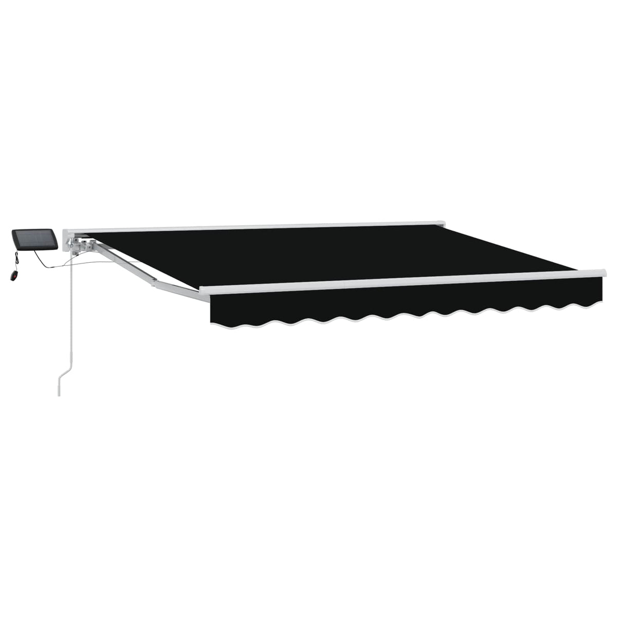 Manuel markise-ramme med LED-lys Sort og Hvid 3,5 x 2,5 m