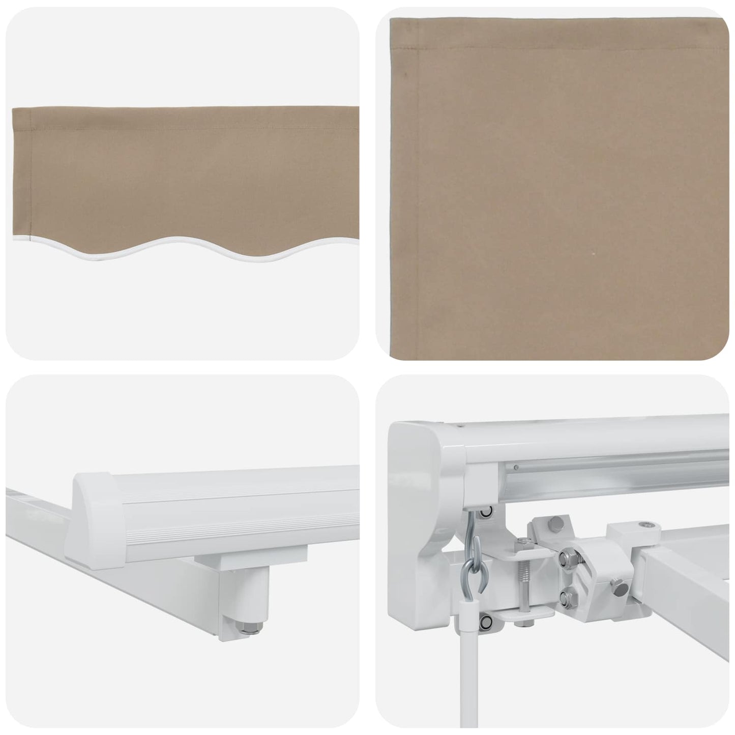 Manuel markise-ramme med LED-lys Beige og hvid 4 × 3 m