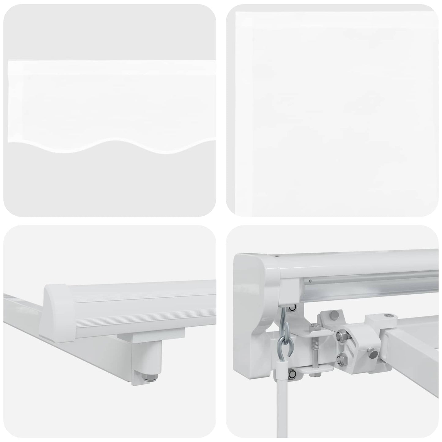 Manuel markise-ramme med LED-lys Hvid 4 × 3 m