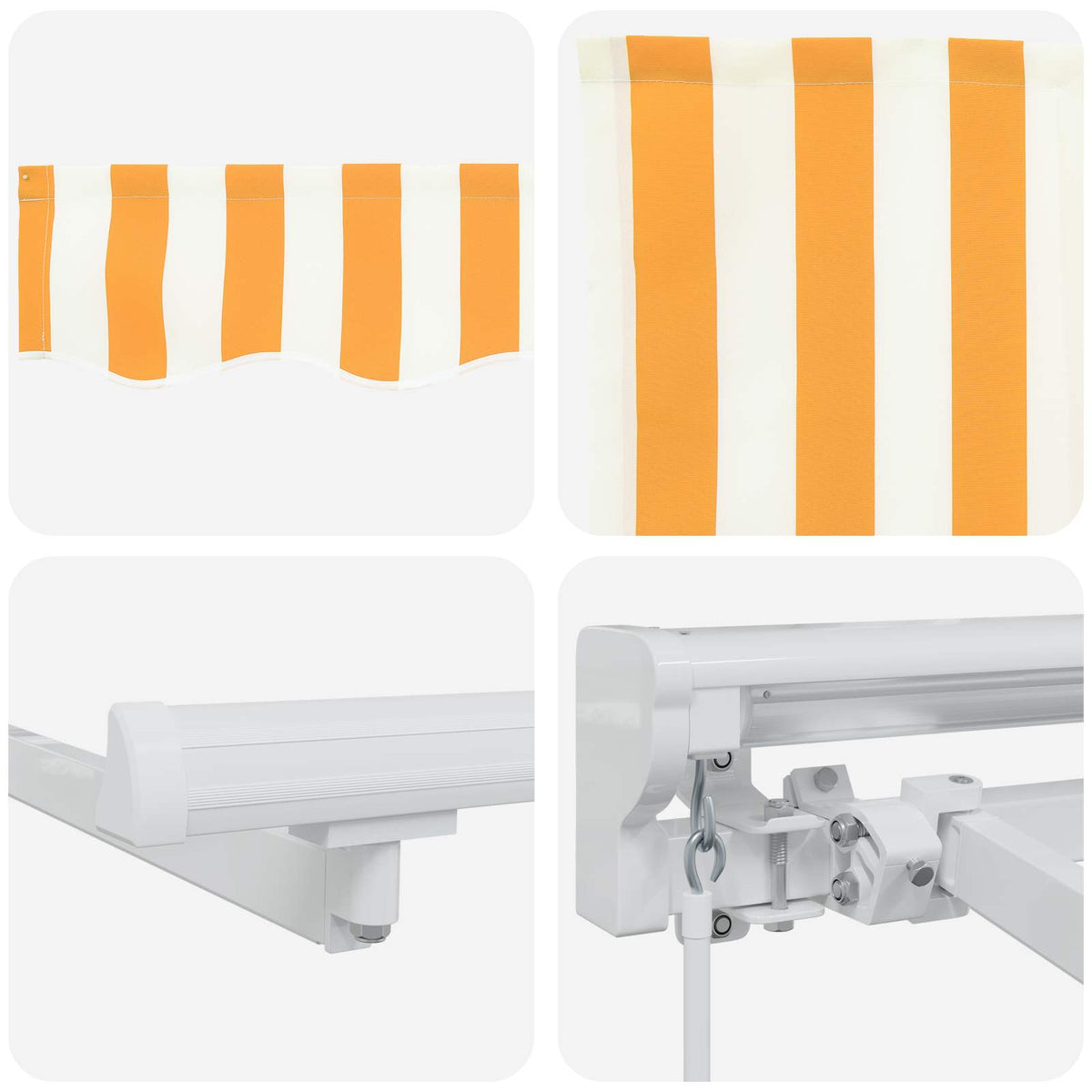 Manuel markise-ramme med LED-lys Gul og Hvid 4,5 × 3 m