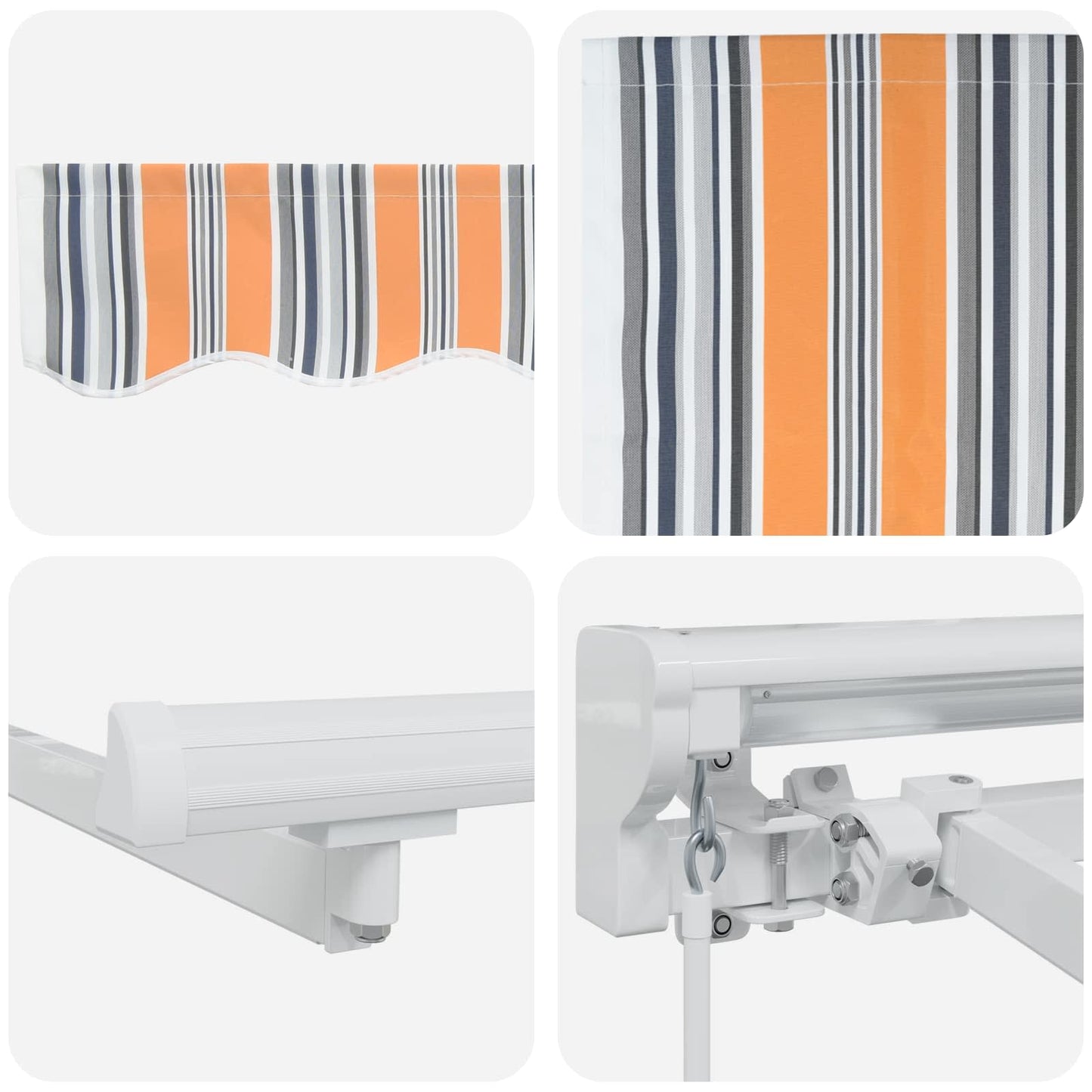 Manuel markise-ramme med LED-lys Blå, Orange, Hvid 4,5 × 3 m